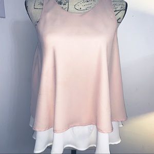 Pink & White XS Mossimo Dressy Layered Tank